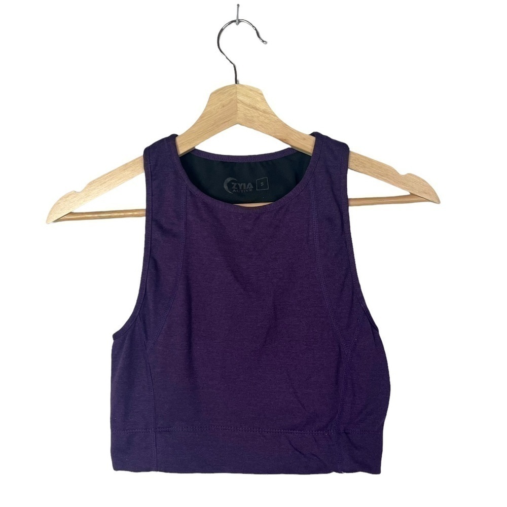 ZYIA Purple Grape Longline High Neck Sports Bra S